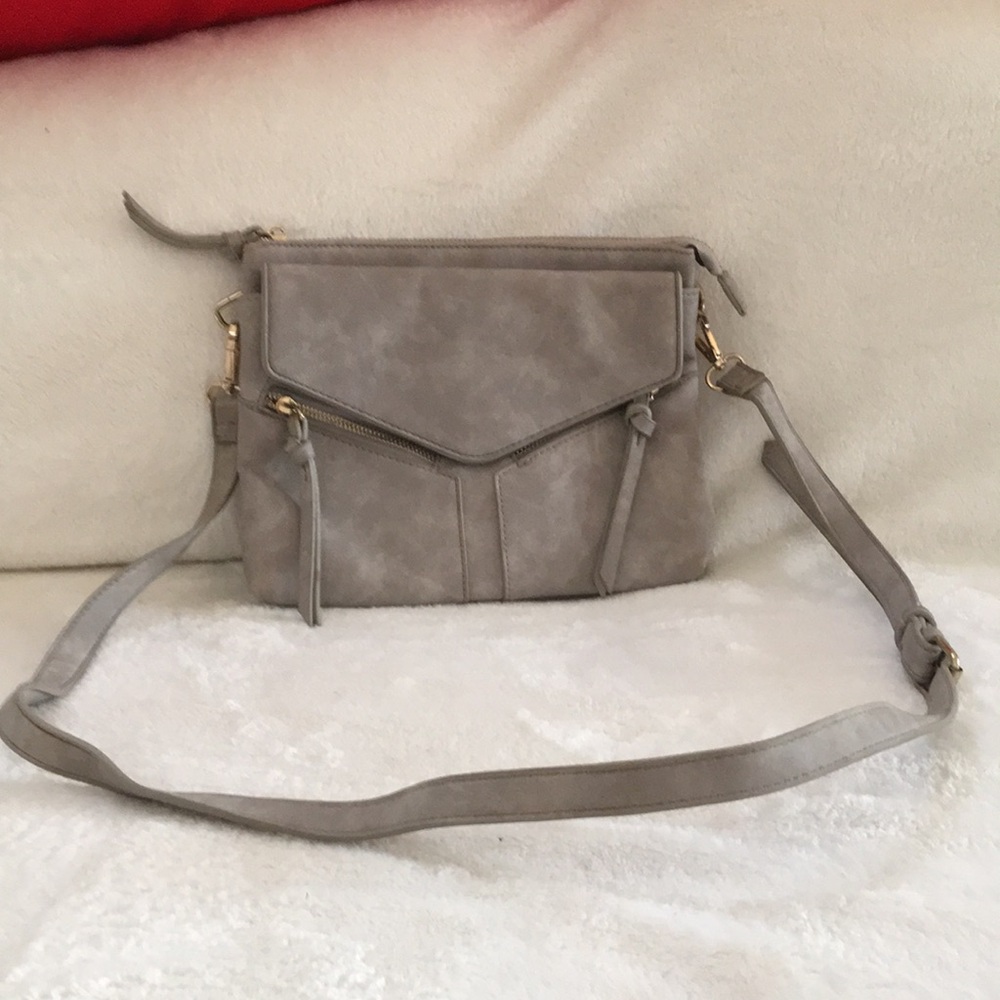 Free People Gray Leather Crossbody Bag